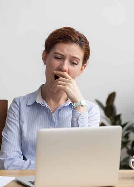  woman snoring while working